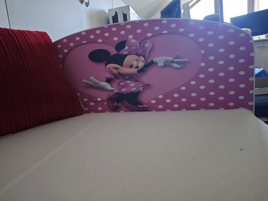 Pat copii cu sertar si saltea Minnie Mouse