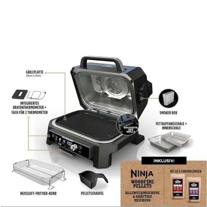 Нов Грил Скара NINJA OG901EU Woodfire Pro Connect XL + Бонус Аксесоари