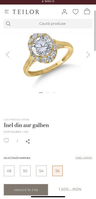 Inel TEILOR aur 14k, marimea 58