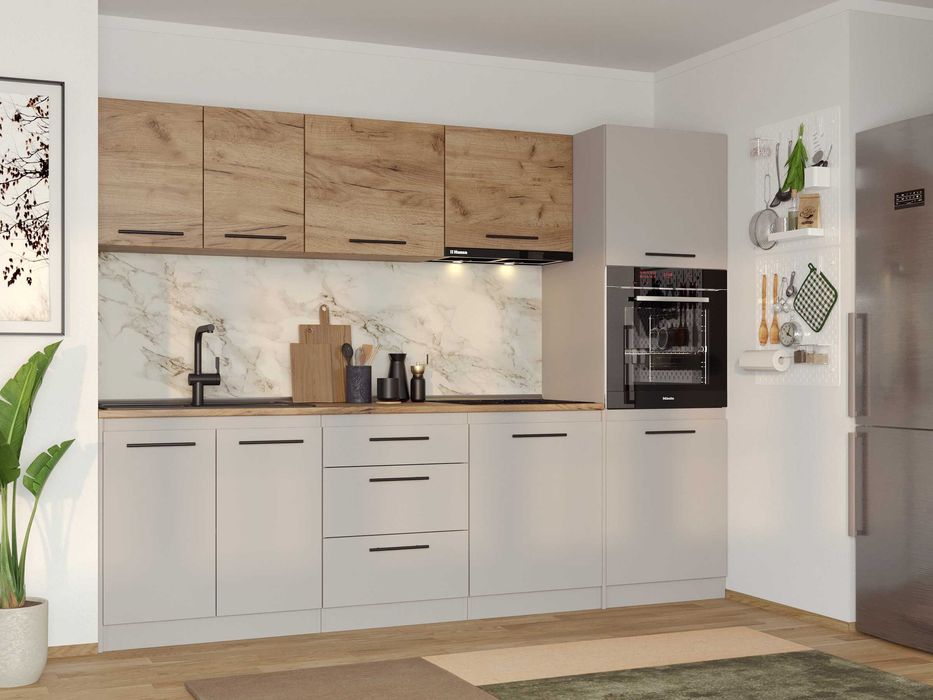 Set Mobila Bucatarie Linea 260 Casmir / Stejar C11 - Transport Gratuit