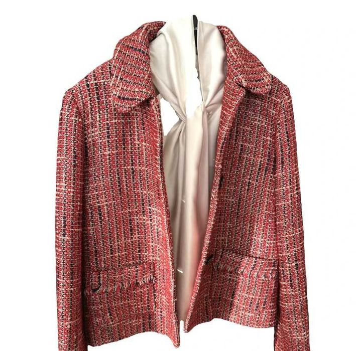 Comptoir des Cotonniers червено сако/яке от букле тип Шанел