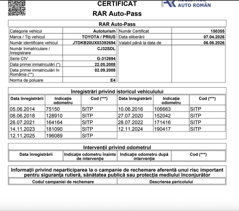 Vand toyota prius 2 an 2008 -198000 km