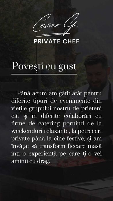 Bucătar evenimente | Private Chef | Pentru grupuri, weekend-uri la cabane si pensiuni, team buildinguri, etc în Brașov și împrejurimi
