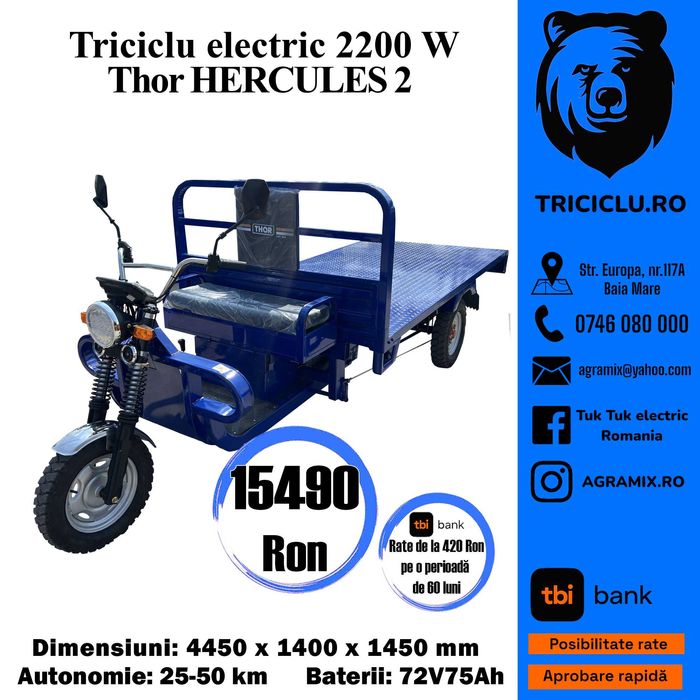 Triciclu cu motor 2200 W electric Thor Hercules