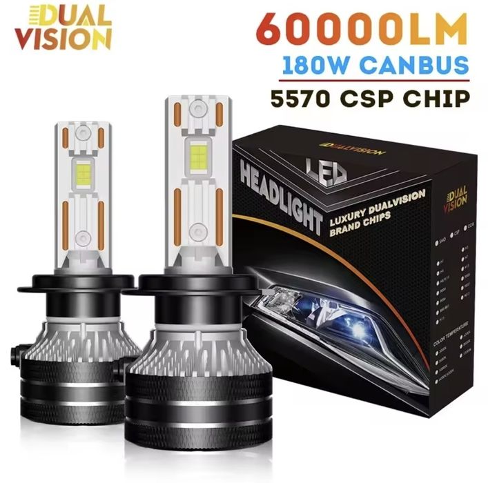 LED крушки за кола H7 – 60000LM | 180W | CANBUS | 5570 CSP чип