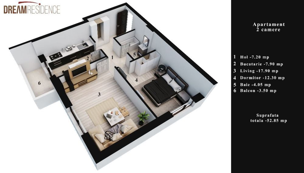 2 camere, 53 mp, Dream Residence — fotografia 1