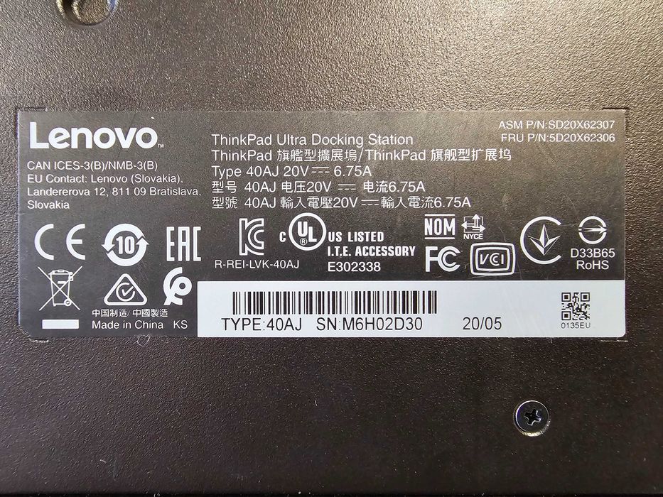 Lenovo ThinkPad Ultra Docking Station 40AJ за T480, T580, L480 и други