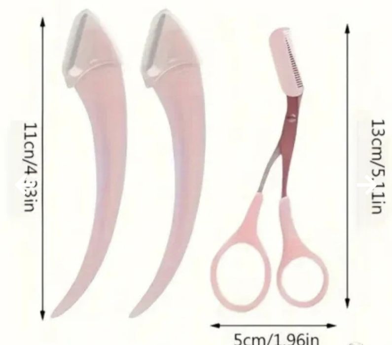 Комплект ножица с гребен и извито ножче за вежди