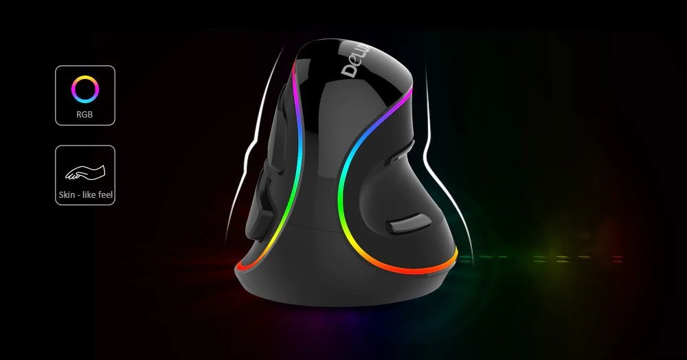 Delux M618Plus RGB Ergonomic Vertical Mouse 6 Buttons 4000 DPI Optical
