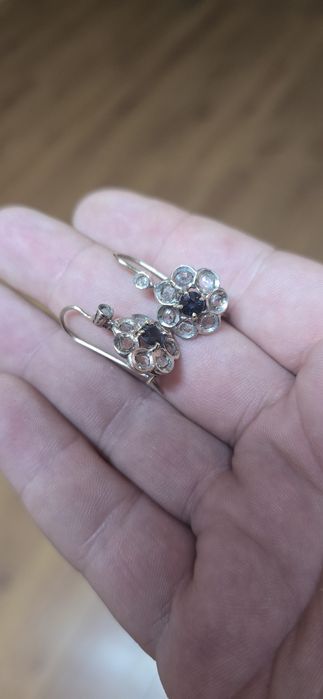 Cercei aur 14 safire si diamante naturale