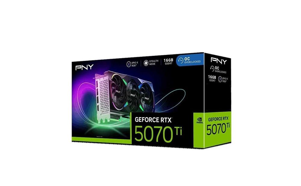 - Видеокарта PNY RTX 5070 Ti XLR8 RGB 16GB (VCG5070T16TFXXPB1)