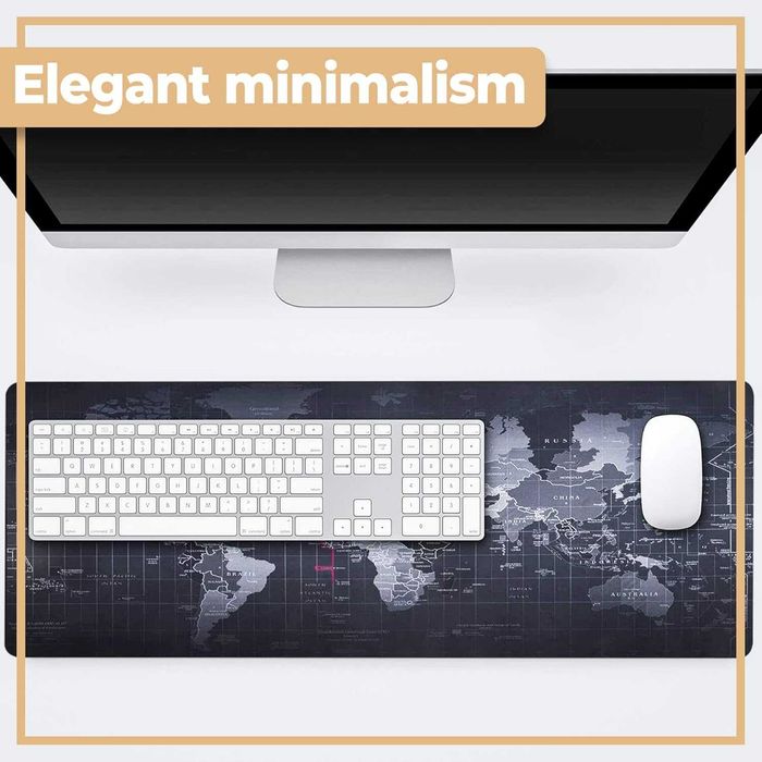 Mousepad Gaming XL cu Harta Lumii Antiderapant pentru Birou 80 x 30 cm