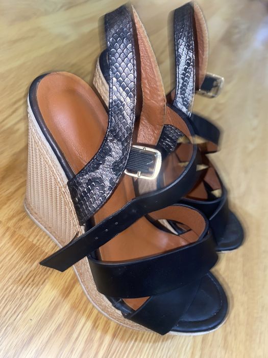Sandale damă cu platformă / wedge, negre, elegante, mărimea 36