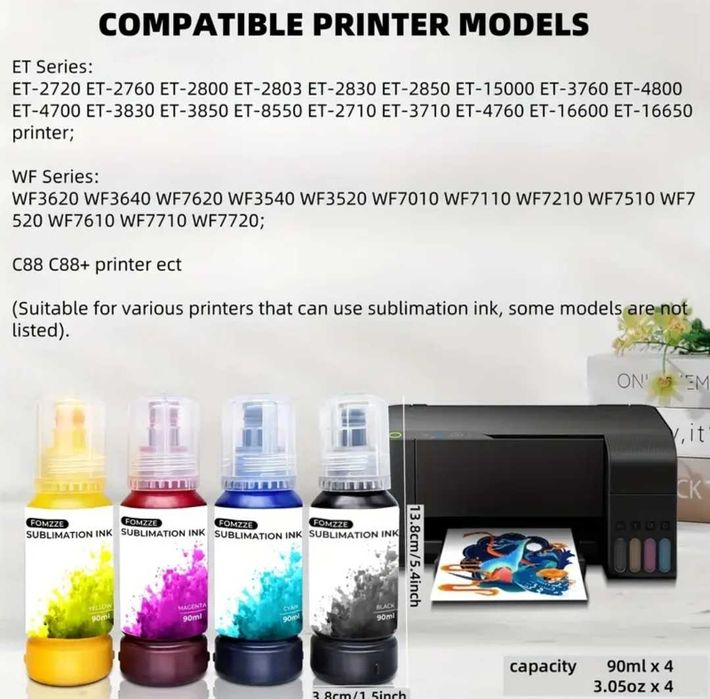 4x90ml сублимационно мастило Epson Ecotank/мастило за сублимация
