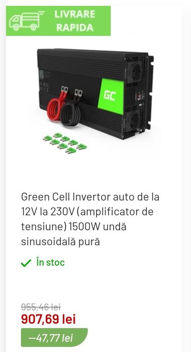 Green Cell Invertor auto de la 12V la 230V