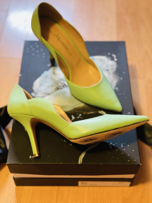 Pantofi Stiletto piele naturala verzi Marco Barbabella