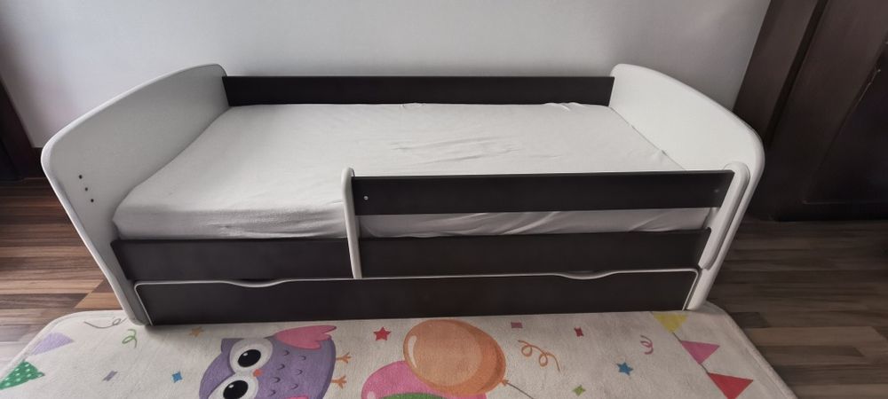 Set Klups Safari camera copil - pat, dulap si raft depozitare, culoare alb/wenge