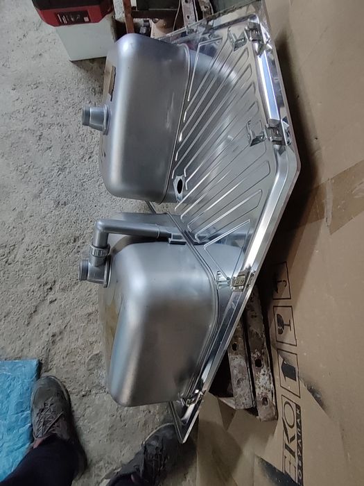 Двойна ъглова неръждаема кухненска мивка