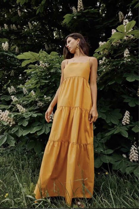 Zara жълта рокля