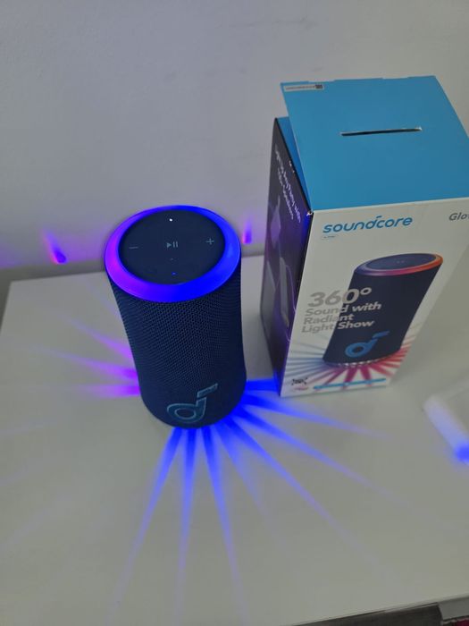 Boxa portabila wireless Anker SoundCore Glow, 30W, Autonomie 18H, Sunet 360°, IP67, Albastru