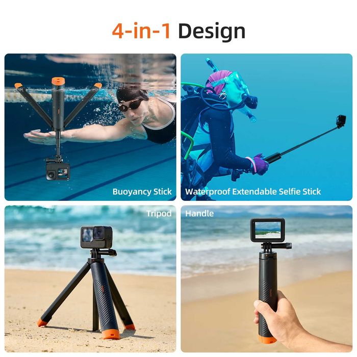 4in1: selfie stick trepied suport filmare plutitor GoPro 9 10 11 12 13