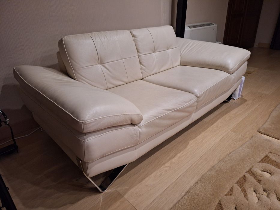 Set canapele piele alb bej