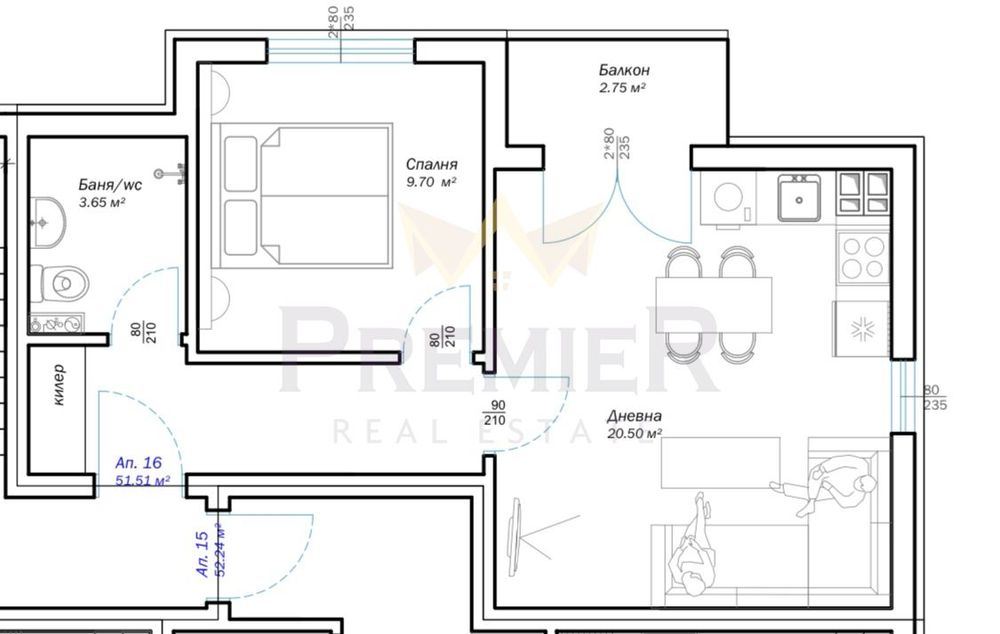 Продава се Двустаен апартамент в Варна, Възраждане 3 - 59 кв.м за 1339 €/кв.м - Снимка #3