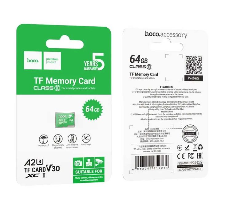 Памет Micro SD 64GB Hoco клас 10 UH-1 U3 V30 A2