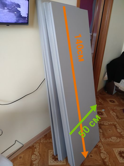 ЛДСП, МДФ листы размером 140см*50см*1,5см светло серого цвета