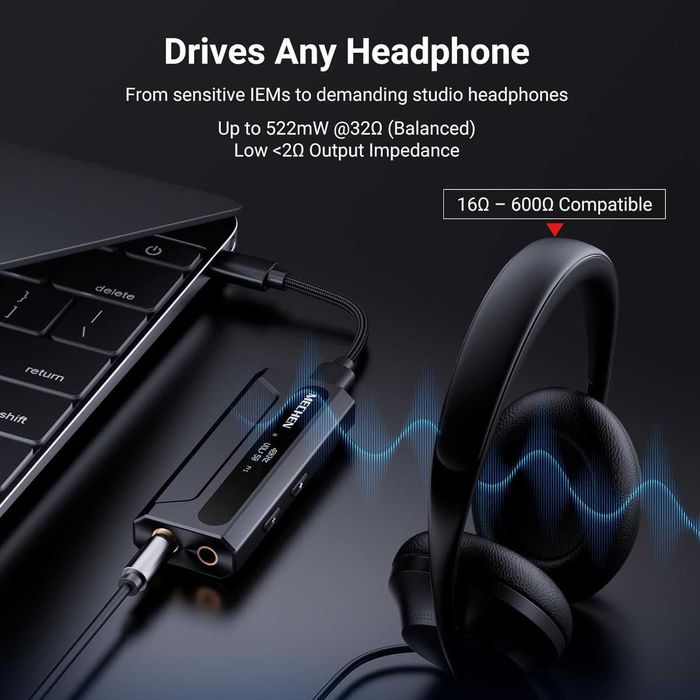 MECHEN AP10 USB C към AUX усилвател за слушалки DAC адаптер 3.5/4.4 мм