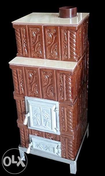 Soba din teracota premontata 4 randuri maro