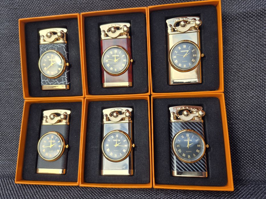 Запалка с часовник в подаръчна кутия,6 цвята