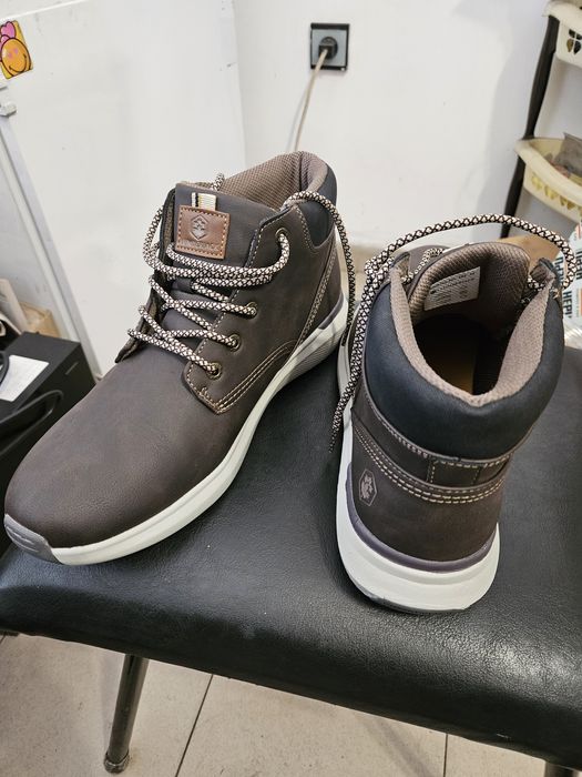 Lumberjack - Боти Neil от еко кожа с лого, Тъмнокафяв