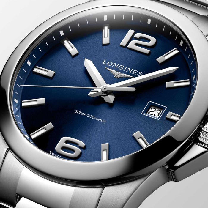 Longines Conquest L37594966 41mm Sunray Blue Full Box Eleganta Elvetiana