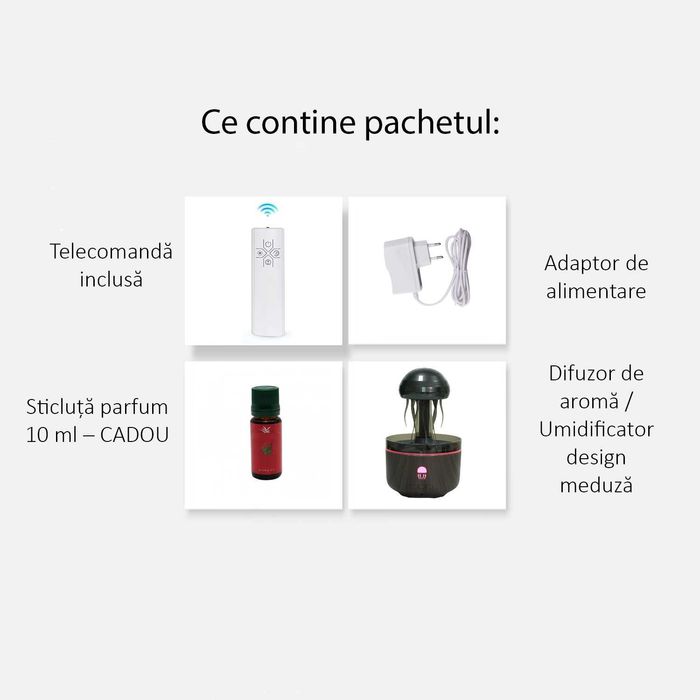 Difuzor Umidificator Aromaterapie Meduză 320 ml cu lumini LED 7 culori