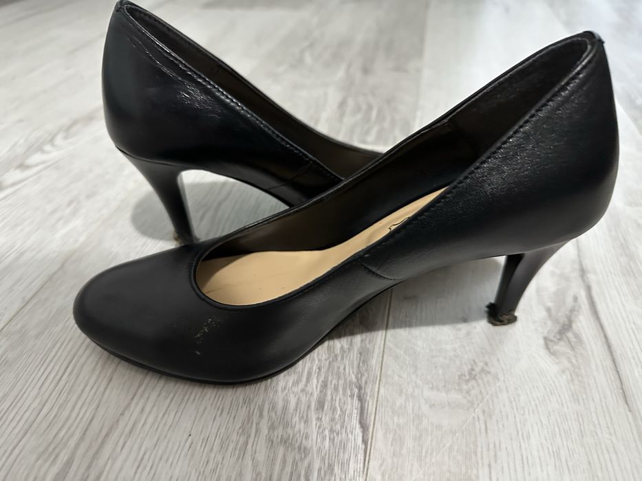 Pantofi cu toc 8 cm pentru dama,negri,din piele naturala,nr 37