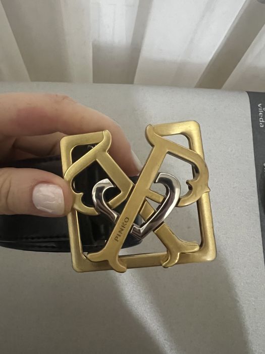 Curea Pinko argintiu cu aurii