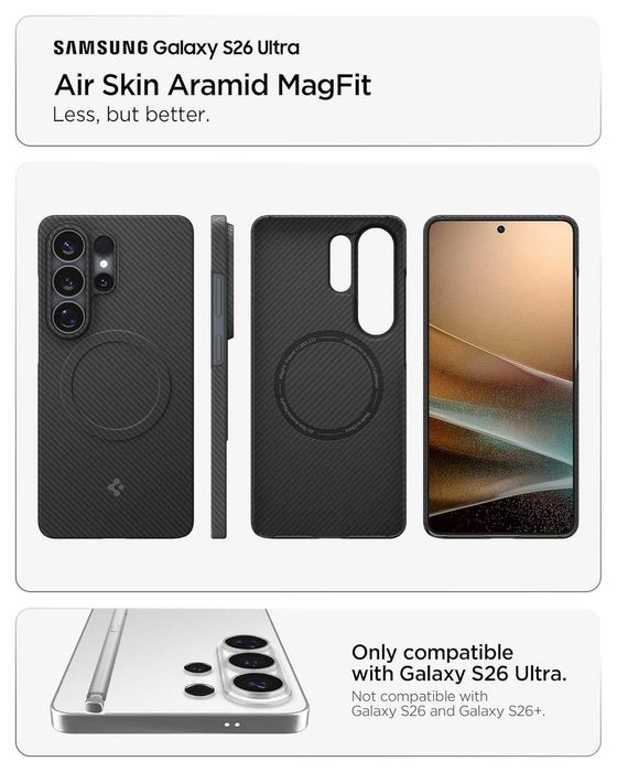 Unicat! Husa premium ultra slim Spigen Air Skin Aramid MagFit pt Samsung Galaxy S26 Ultra Case [Qi2]