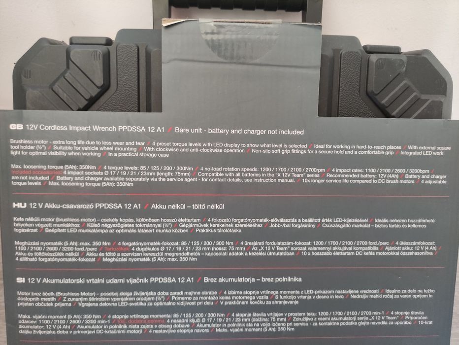 Pistol cu impact patrat 1/2 Parkside Performance pe baterie de 12 V