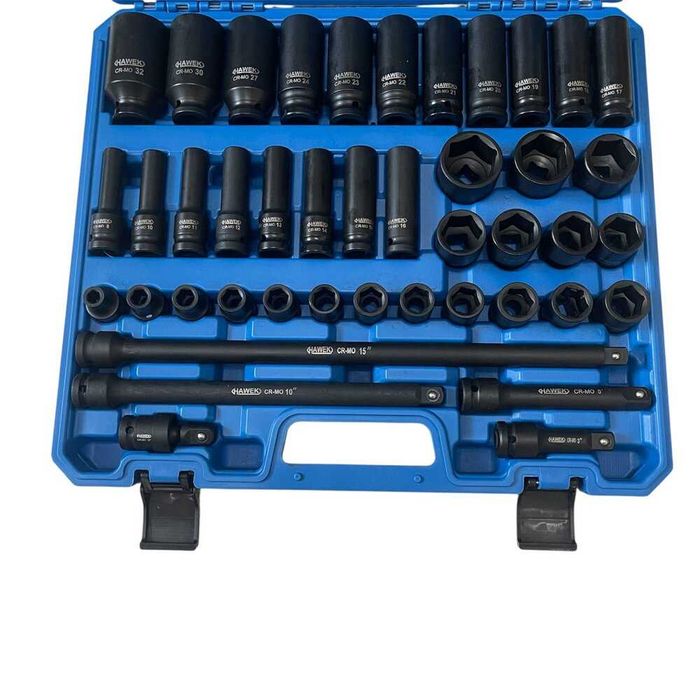 Комплект ударни вложки и удължения 1/2“ 43 части HAWEK