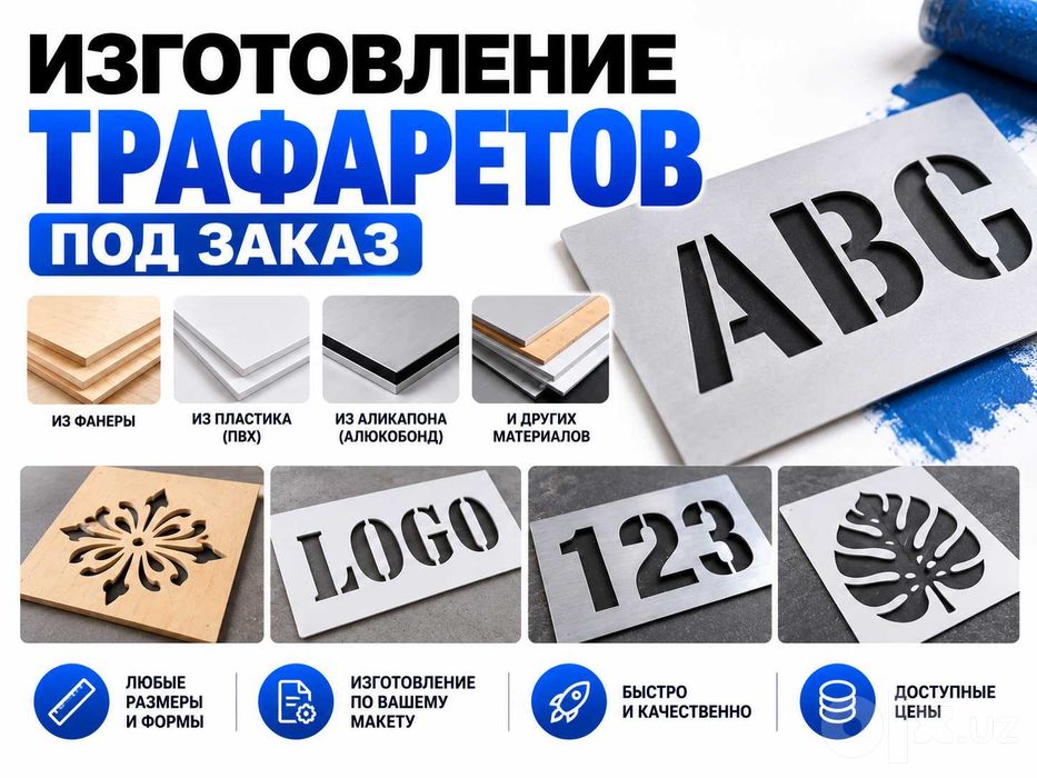 Изготовление трафаретов на заказ | Фанера, пластик, Аликобонд