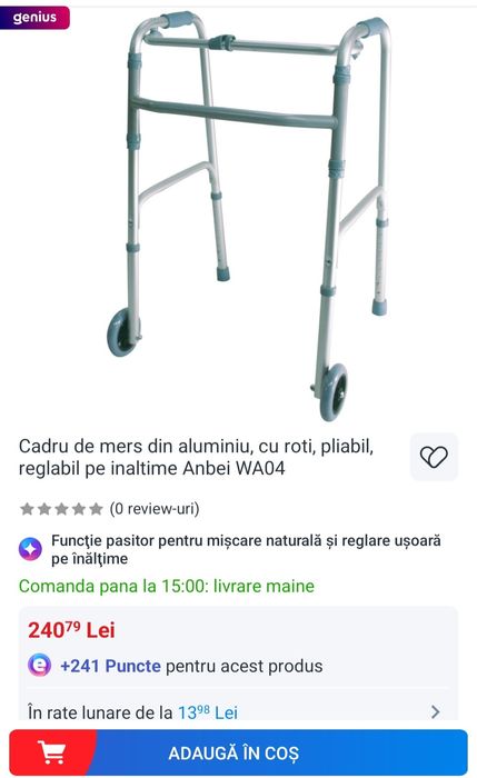 Cadru din aluminiu de mers/Nou