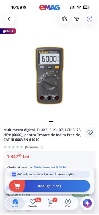 Vând multimetru Fluke 107 – NOU, sigilat Pocket multimeter
