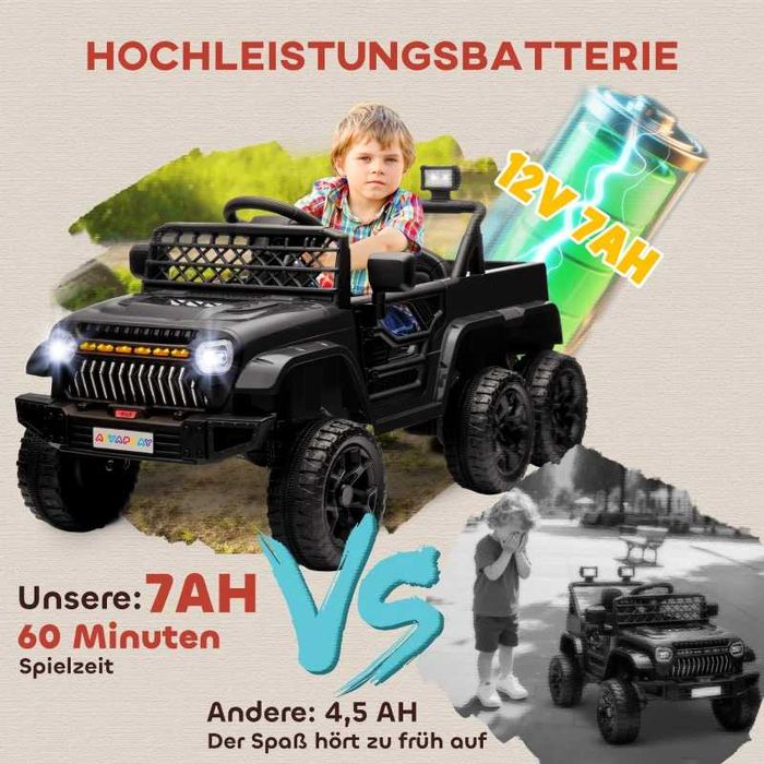 AIYAPLAY 12V Електрическа детска кола с ремарке, възраст 3-8 г