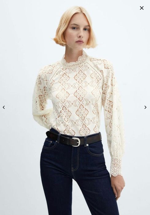 Елегантна дантелена блуза Mango