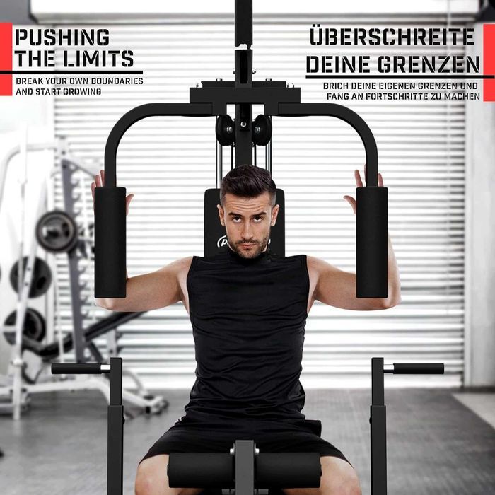 Stație fitness, greutăți de 40 kg, reglabil, scripete