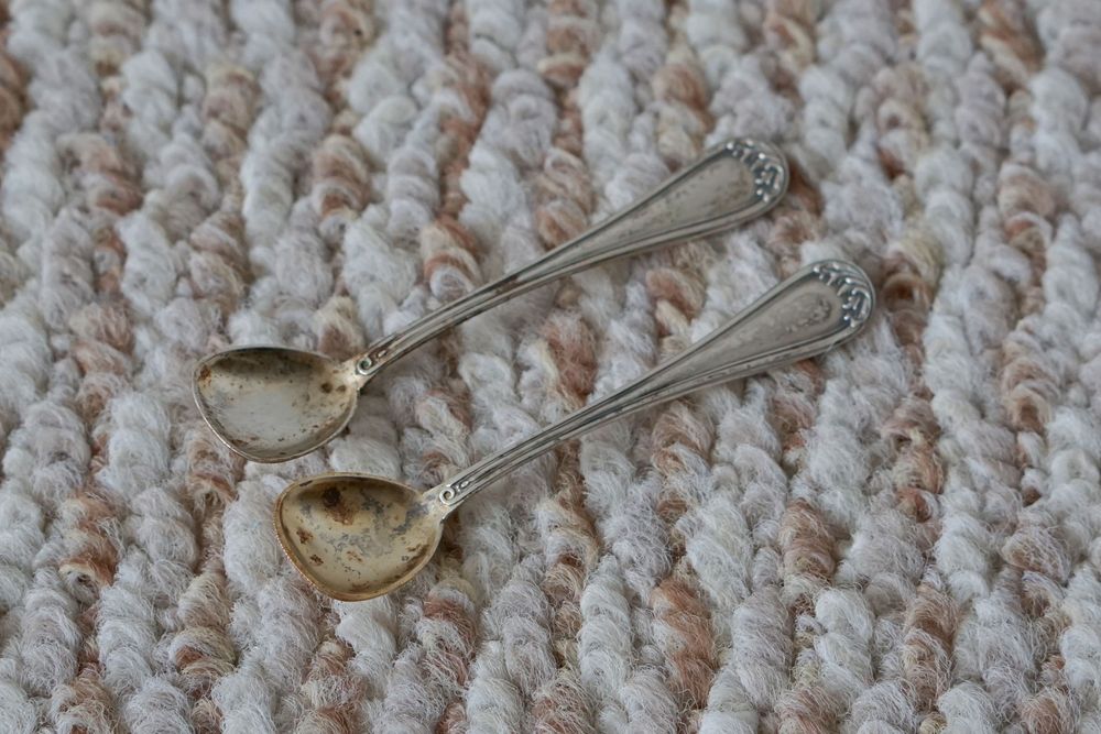 Set doua solnite cu lingurite din argint 800