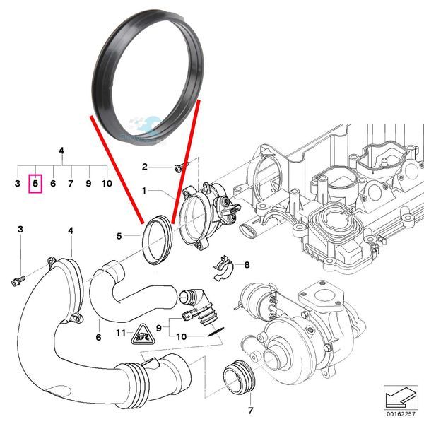 Уплътнение О-пръстен за турбо BMW 1 3 5 7 X3 E83 Z4 E89