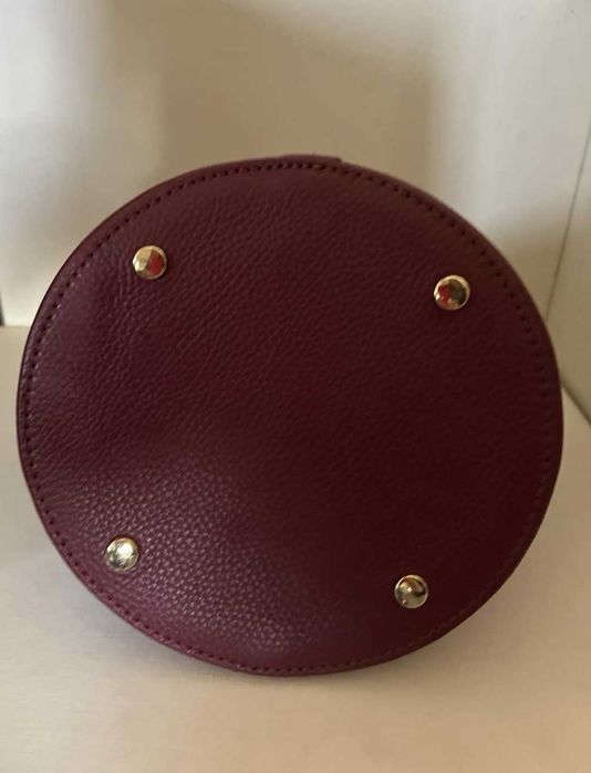 Елегантна малка чанта с копринен шал, 100% естествена кожа, Италия