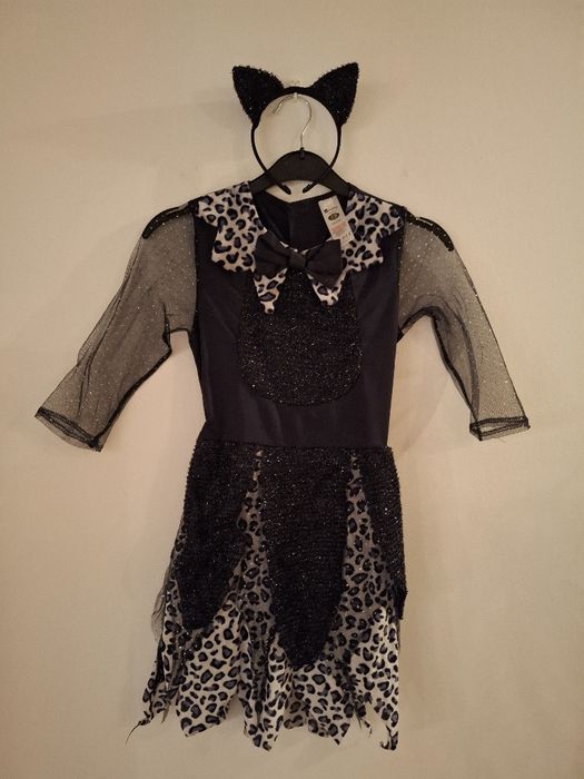 Rochie Halloween Midnight Cat fete 7-9 ani